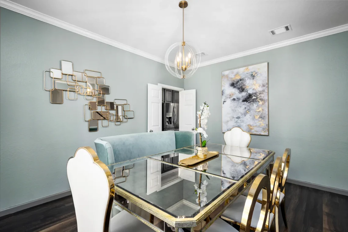 Short-term rental success furnished dining room in Conroe vacation property