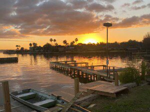Lake Conroe weekend getaway sunset view over the water near Houston Texas