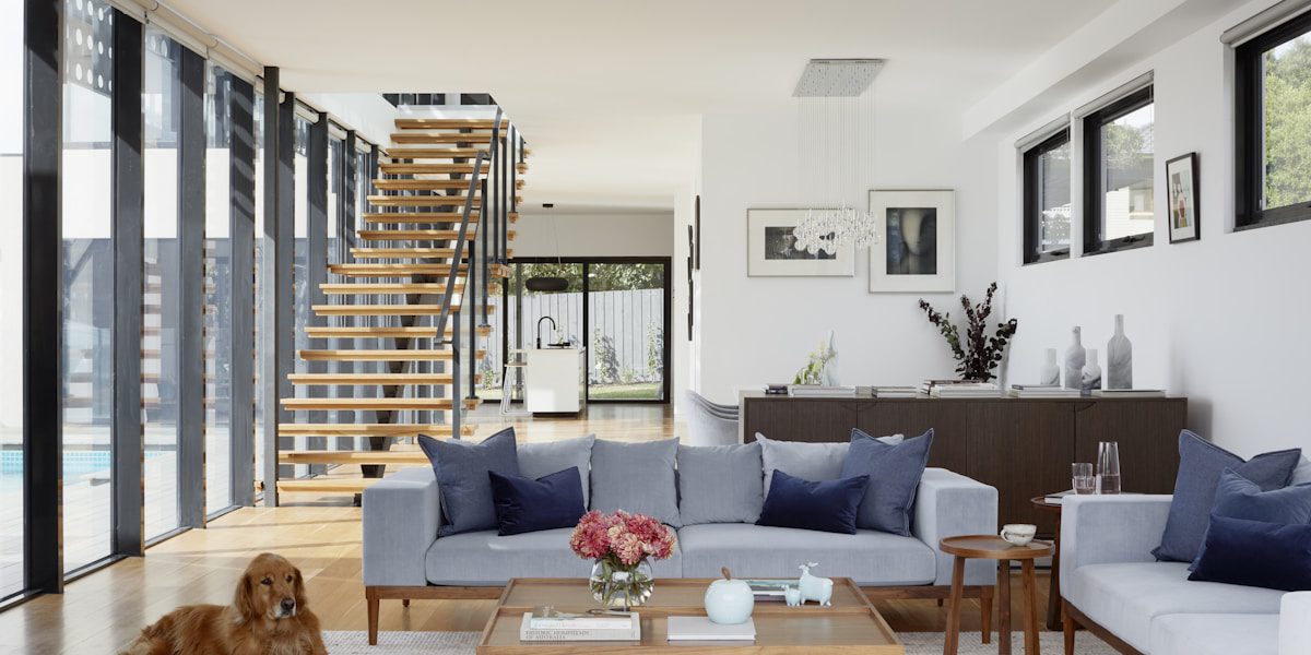 Backyard pool and patio at a Houston group rental property