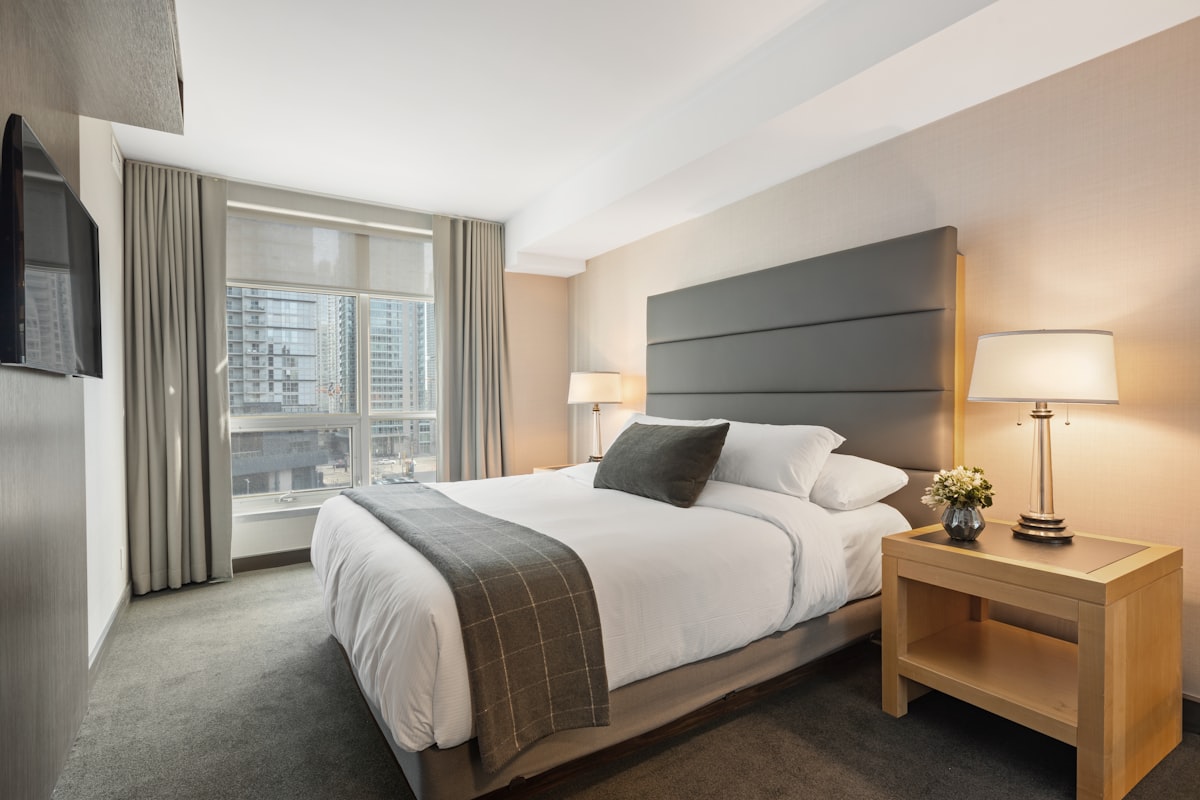Turnover-ready bedroom handled through Airbnb co-hosting