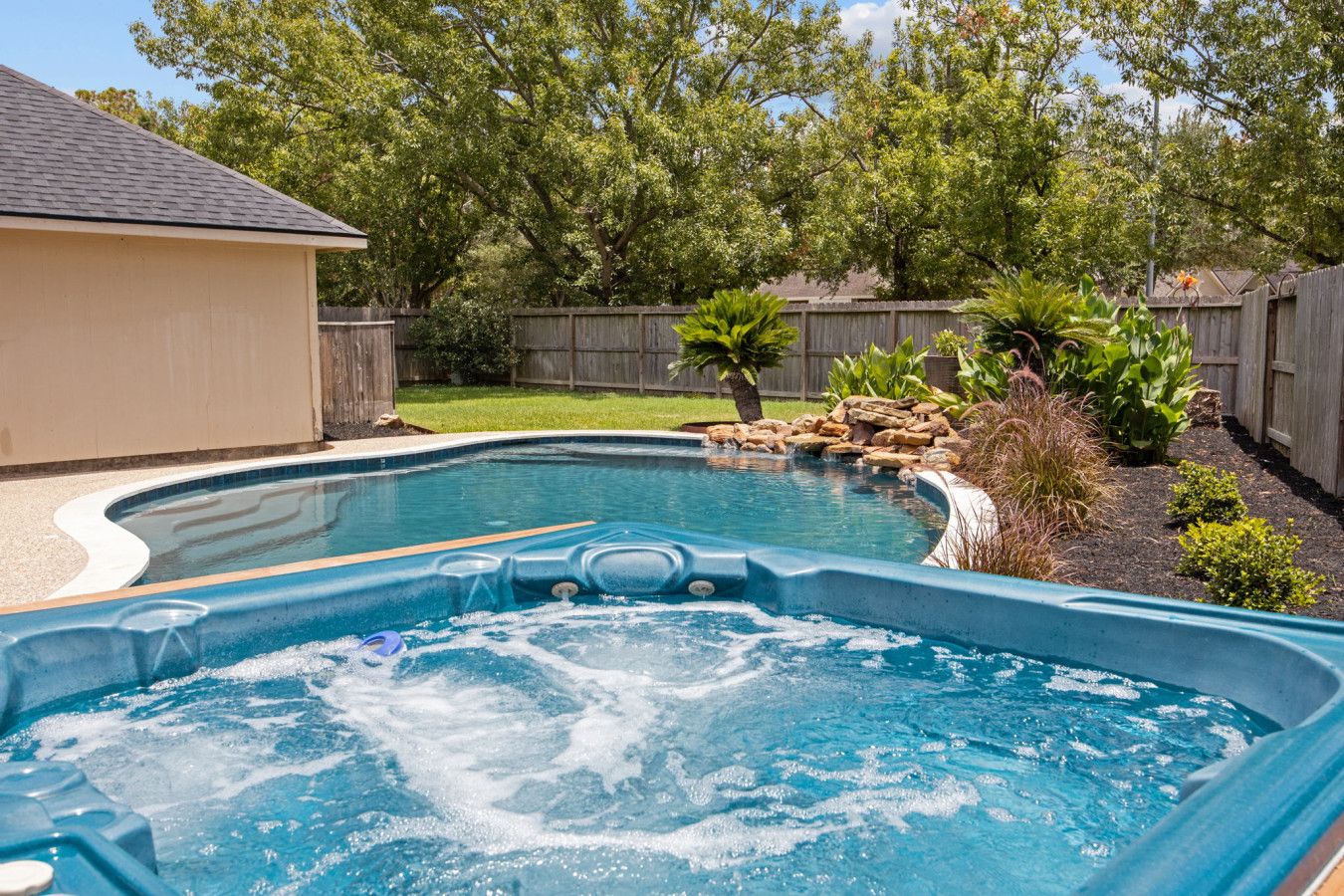Pool and backyard at a Cypress TX vacation rental