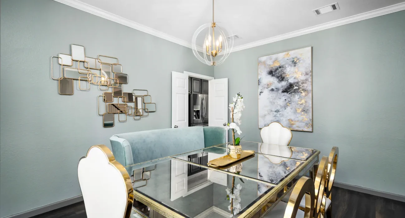 Short-term rental success furnished dining room in Conroe vacation property